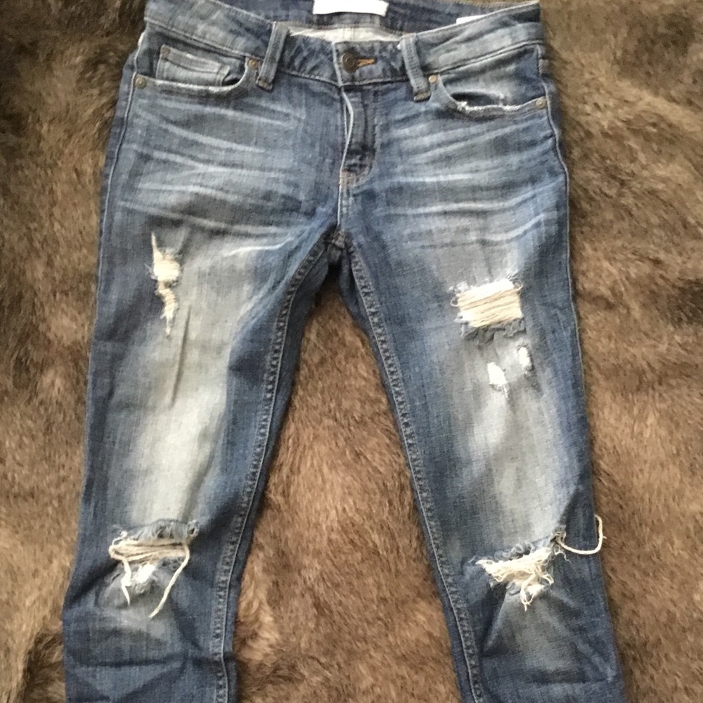 Eunina Maxwell Low Rise Distressed Skinny Jeans